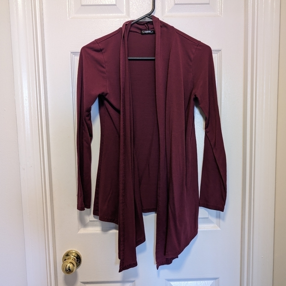 Simple Draped Wine Red Cardigan |  Size Small